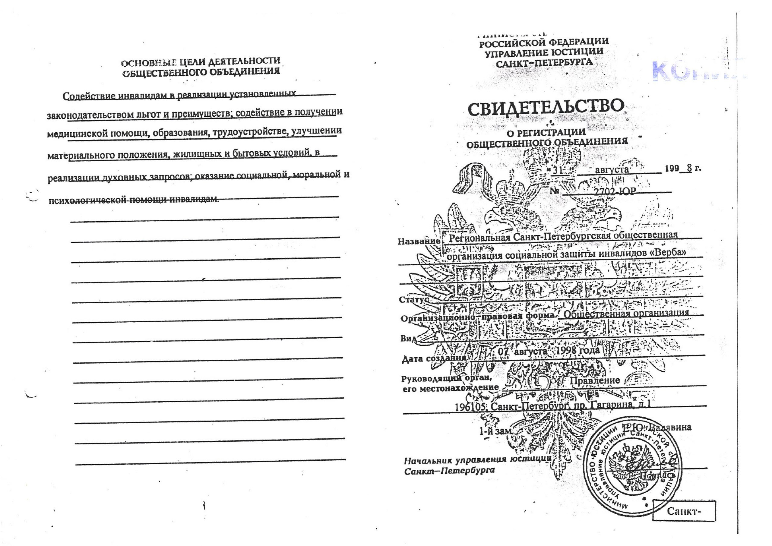 Учредительные документы — РООИ 